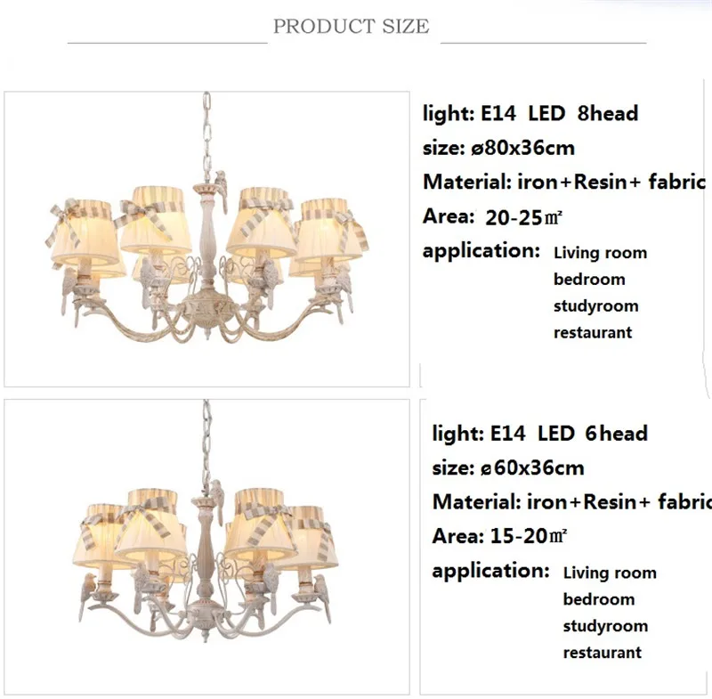Креативный съемный тканевый абажур, новая садовая люстра, романтическая французская птица люстра
