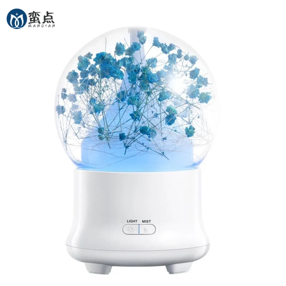 

Aromatherapy 100ml Essential Oil Diffuser Cool Mist Whisper-Quiet Humidifier Eternal flowers type with 2 Mist mode 7 LED lights