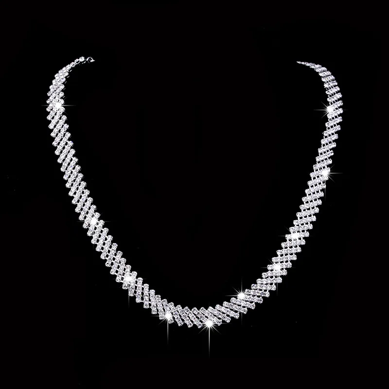 

Fashion Necklace Earrings Set Rhinestone Decoration Elegant Temperament Female Jewelry Creative Holiday Gave Birth To A Aift