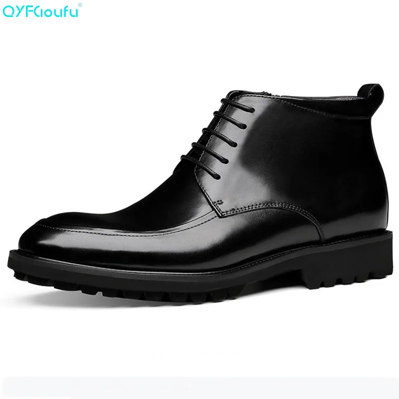 Encaje Genuino Zapatos marrón Hombre Moda Diseñador 2019 Tobillo Nuevos Negro Invierno Hombres hombre Chelsea De Qyfcioufu Botas Cuero f17qxYw