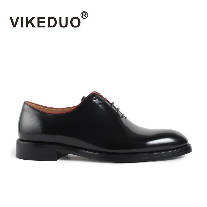 Мужские туфли-оксфорды Vikeduo черные ручной работы с закругленным носком из