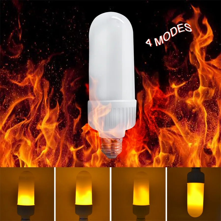 

Flicking Flame Light E26 E27 LED Bulb AC100-245V simulation Dynamic Fire Burning night light 4 modes Led Corn lamp