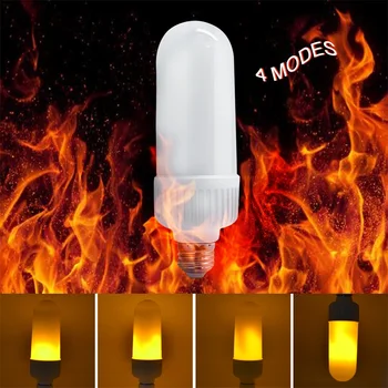 

Flicking Flame Light E26 E27 LED Bulb AC100-245V simulation Dynamic Fire Burning night light 4 modes Led Corn lamp