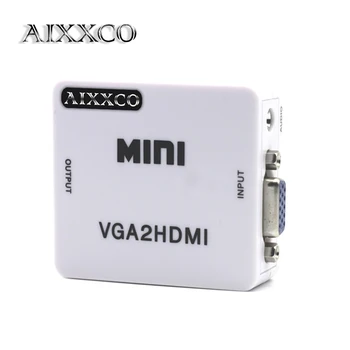 

AIXXCO Mini HD 1080P Audio VGA To HDMI HD HDTV Video Converter Box Adapter With HDMI Cable For PC Laptop to HDTV Projector