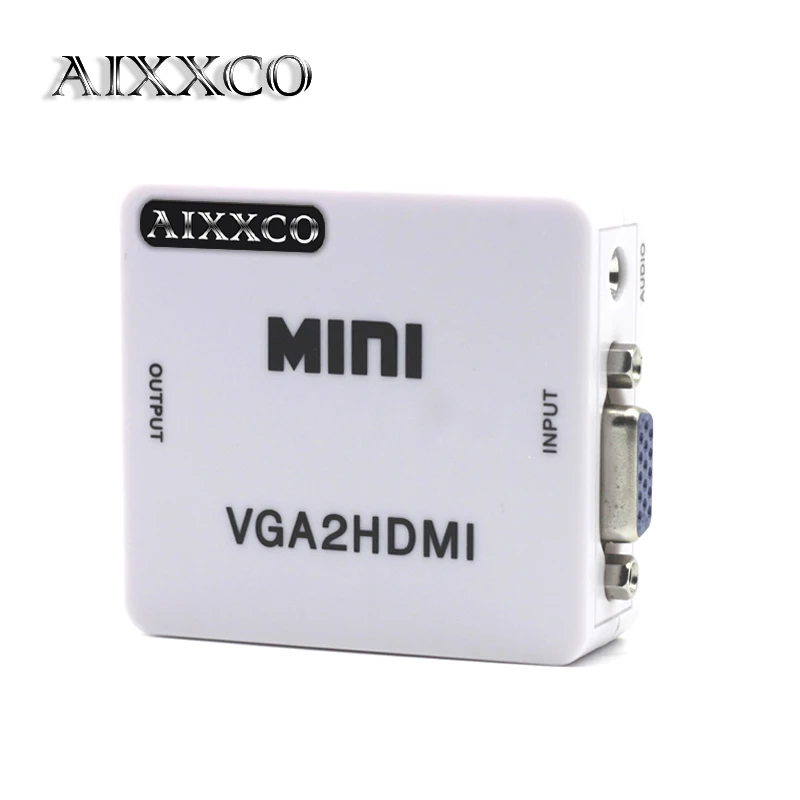 Адаптер AIXXCO Mini HD 1080P аудио VGA в HDMI HDTV адаптер с кабелем для ПК ноутбука и