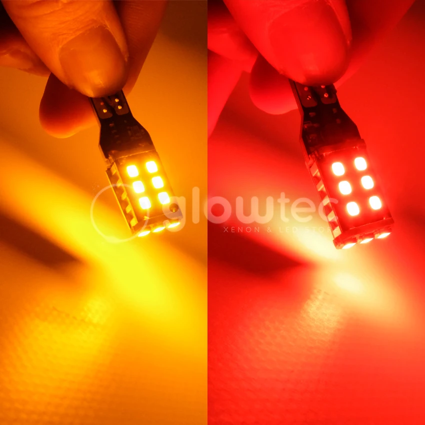 2pcs New T15 15SMD 7.5w W16W LED Light Car LED NO ERROR Back UP light rear Lamp white Car styling GLOWTEC