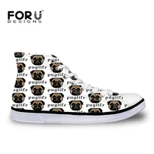 FORUDESIGNS Children’s Sneakers Flats Shoes for Boys Kawaii Pug Dog Printing Kids Football Shoes High Top Canvas Shoes 2018
