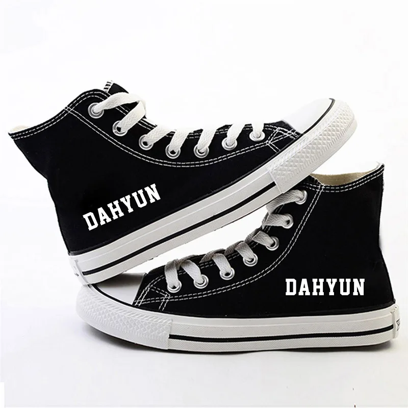 Dropshipping TWICE With The Same Paragraph High-top Canvas Shoes For Men And Women Students Leisure shoes - Цвет: black10