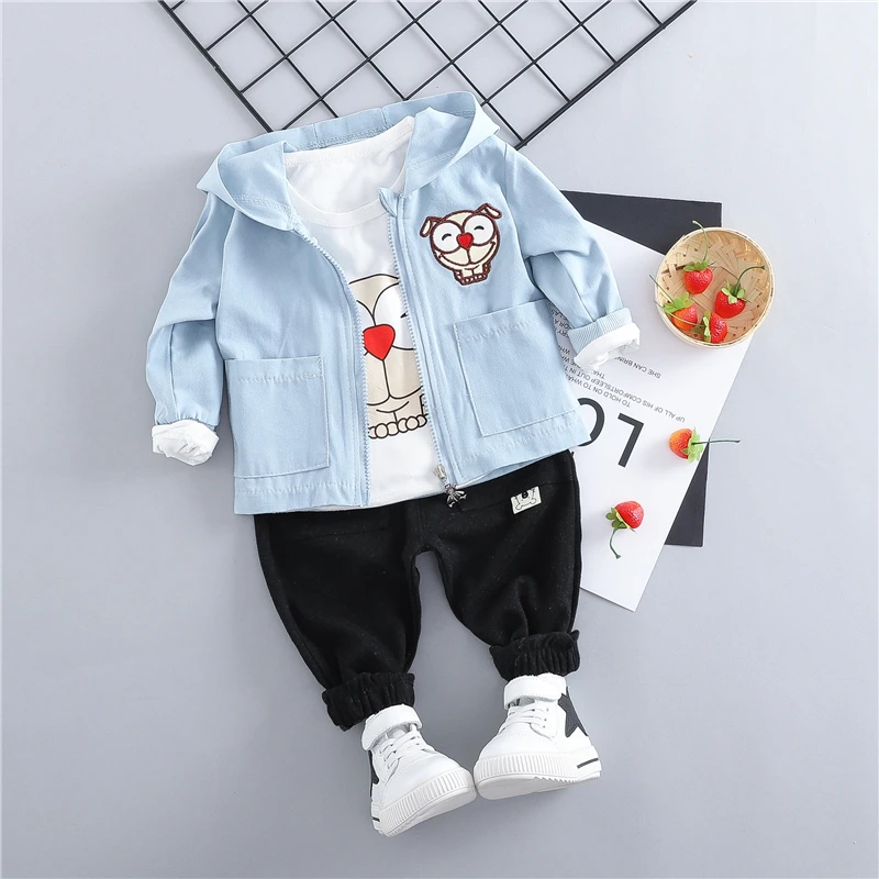 

HYLKIDHUOSE 2019 Spring Baby Girls Boys Clothing Sets Toddler Infant Clothes Suits Cartoon Coats T Shirt Pants Children Costume