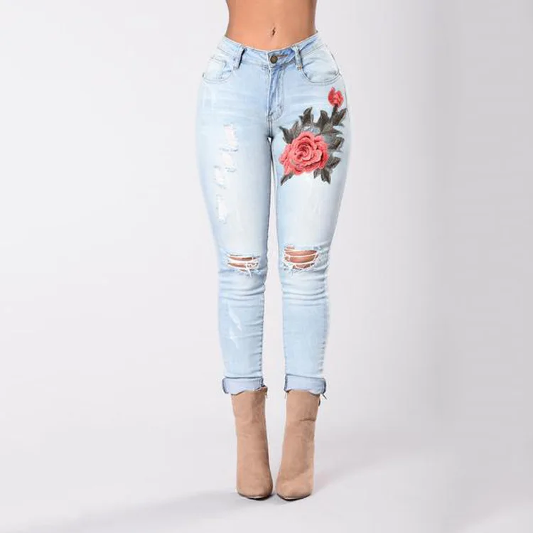 Embroidery Jeans Woman High Waist Jeans Denim Ladies Pencil Pants Stretch Jeans Femme Jeans Elastic Pants Plus Size Embroidery Jeans Woman High Waist Jeans Denim Ladies Pencil Pants Stretch Jeans Femme Jeans Elastic Pants Plus Size
