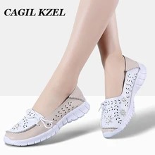 CAGILKZEL/Коллекция года; женская обувь на плоской подошве; обувь из натуральной кожи; женские Балетки без шнуровки на плоской подошве; водонепроницаемые мокасины для мам; женские мокасины