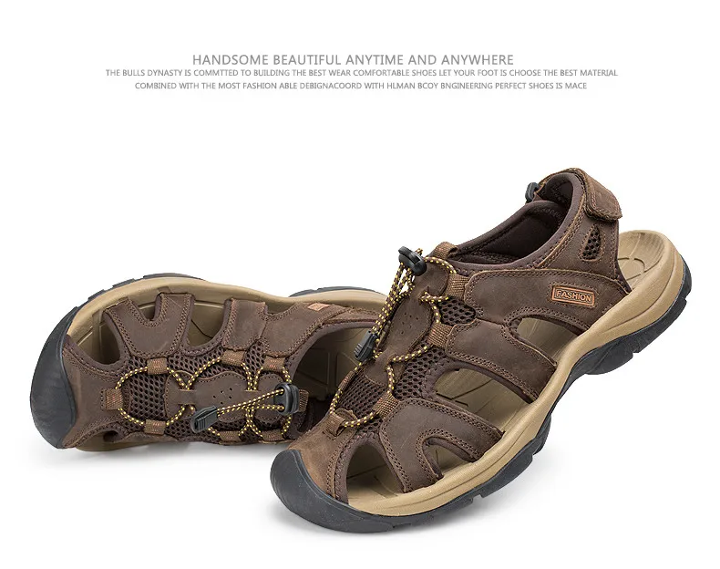 Clorts открытые летние спортивные сандалии для Для мужчин из натуральной кожи Пеший Туризм сандалии дышащие Нескользящие треккинговые ботинки пляжные сандалии