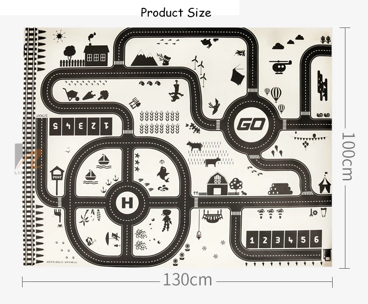 130*100 см детский дорожный паркинг карта скандинавский стиль портативный игровой коврик дорожный знак городская сцена детские игрушки Дорожная карта Игрушечная модель автомобиля