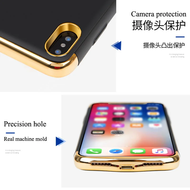 Чехол для аккумулятора 5500 mAh power Bank для iPhone X трехступенчатая пластина для iPhone X портативное зарядное устройство чехол для iPhone X Funda