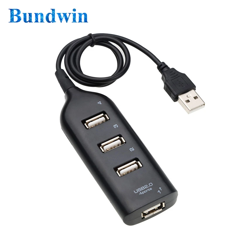 

Bundwin Mini USB 2.0 Hi-Speed 4 Port USB Hub Splitter Hub Phone Data Charging Adapter For PC Computer For Portable Hard Drives