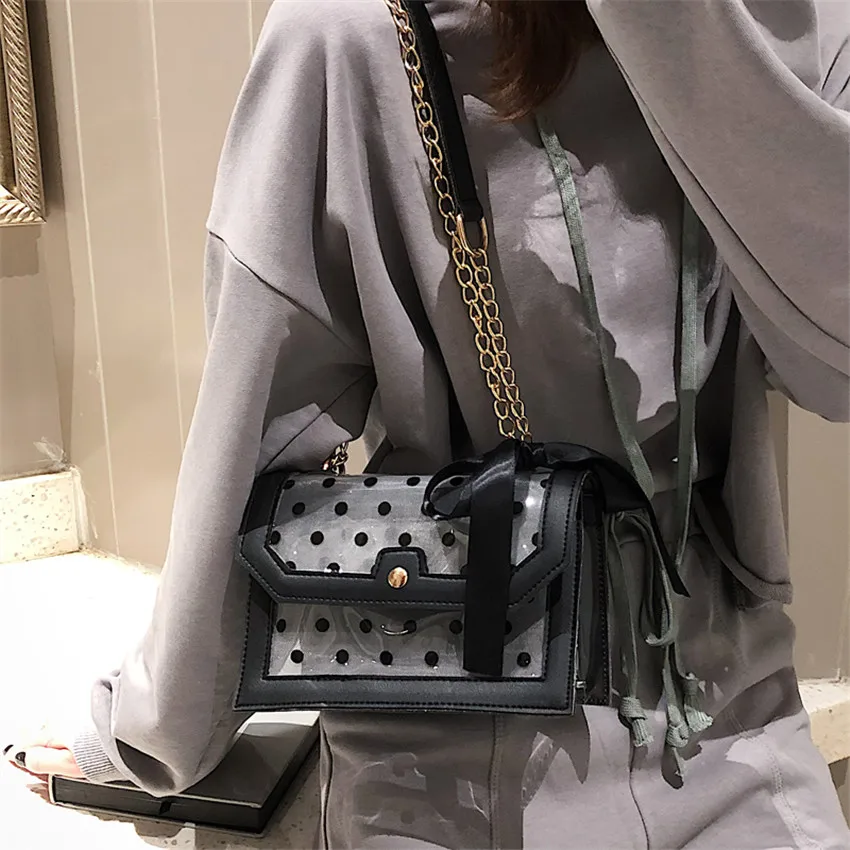 

TOYOOSKY 2019 Design Luxury Brand Women Transparent Crossbody Bag Dot Clear PVC Jelly Small Messenger Bags Female Shoulder Bags