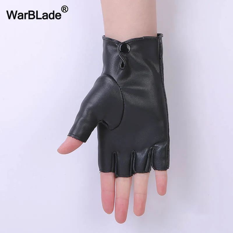 WarBLade, модные женские перчатки без пальцев, черные дышащие мягкие кожаные перчатки для танцевальной вечеринки, шоу, Женские варежки на пол пальца