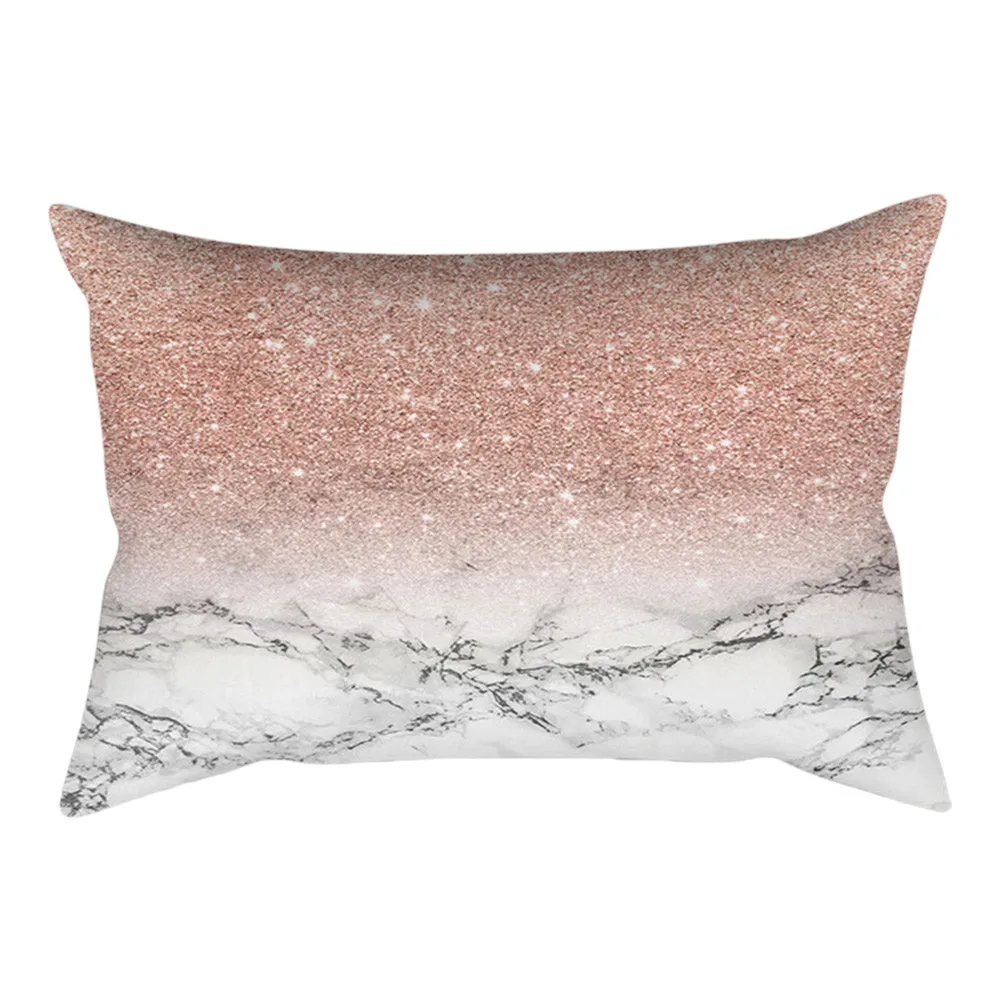 Rectangle Cotton Linen Pillow Case Geometric Home Decor Marble Cushion Cover