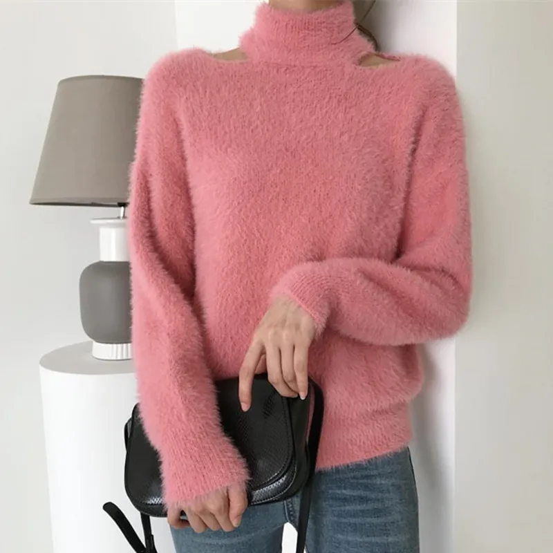 

Colorfaith Women Pullovers Sweater New 2019 Knitting Autumn Winter Sexy Hollow Out Elegant Patchwork Casual Ladies Tops SW553