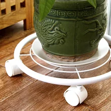 2 x Metal Plant Pot Trays Stand Iron Flower Holder Trolley Caddy On Wheels Plant Trays Rack Office Indoor Outdoor Home Garden