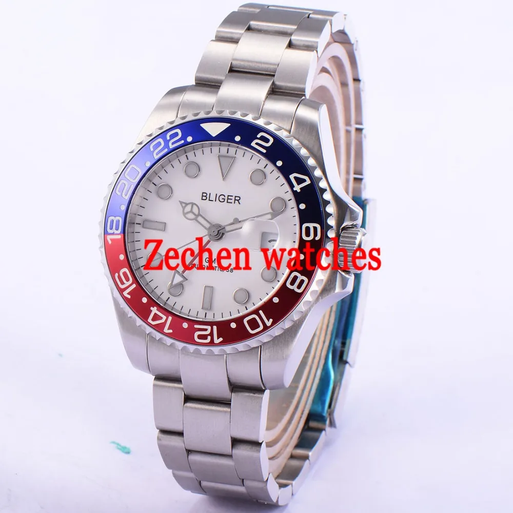 

43mm Bliger Date Day Sapphire GMT Automatic Mechanical Luminous Mens Watch