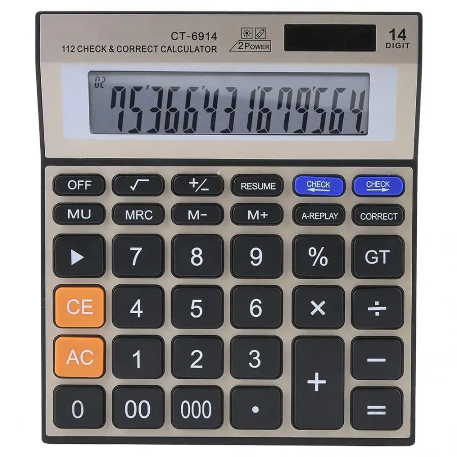 

Office Home Calculator 14-Digit Large Screen Calculator Battery Solar Dual Power Office Desktop Financial Battery Calculator
