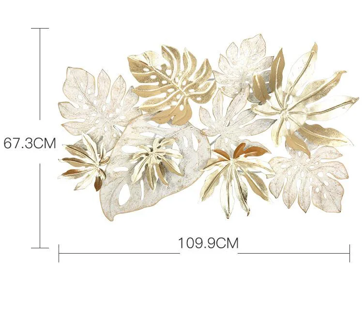 Европейский кованый железный 3D Золотой и белый лист настенные ремесла аксессуары для дома гостиной диван ТВ фон настенные наклейки украшения