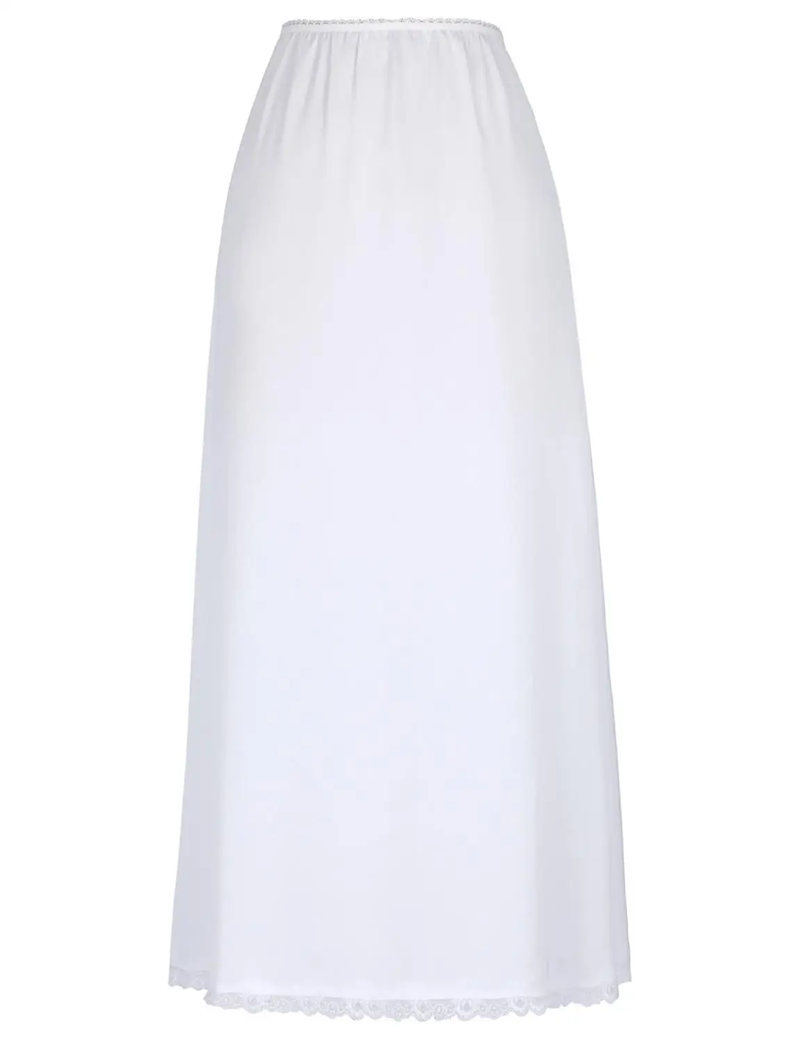 Черная Женская длинная юбка Удобная атласная Талия Слип половина Слип Нижнее белье размера плюс Сексуальная облегающая офисная винтажная юбка - Цвет: white