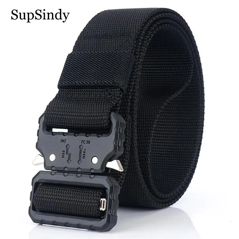SupSindy men canvas belt Quick release Metal buckle nylon belts