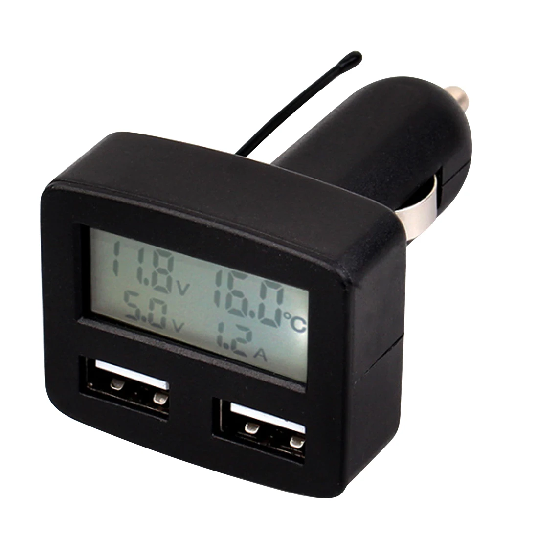 Dual USB Car Charger Voltmeter Digital Monitor Display 5 In 1 Portable