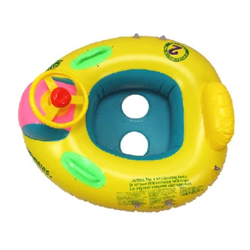 

Inflatable Swimming Ring Cute Baby Swimming Pool Float Children Seat with Steering Wheel for Swimming Random Type
