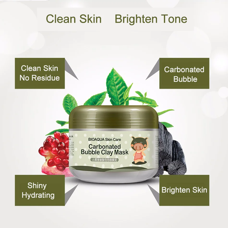 2Pcs BIOAQUA Carbonated Bubble Clay & Collagen Nourishing Face Mask Beaury Elastic Care Skin Brightening Moist Facial Skin Set (5)