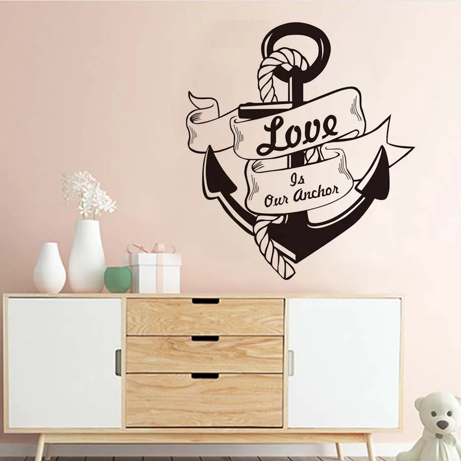 Decoracion Nautica Del Hogar Amor Barco Ancla Pegatina De Pared