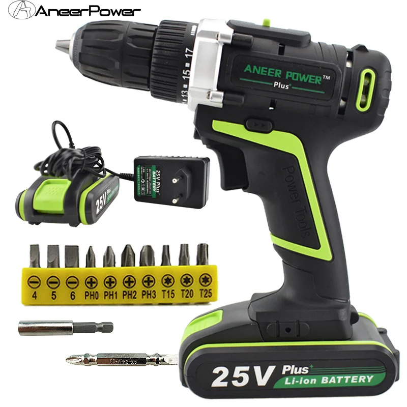 25v Plus Power Mini Drill Electric Tools Battery Screwdriver Drill Bit