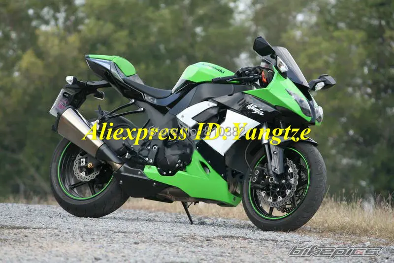 

Custom Motorcycle Fairing kit for KAWASAKI Ninja ZX10R 2008 2009 ZX10R 08 09 Green white black Fairings set+7 gifts SK31