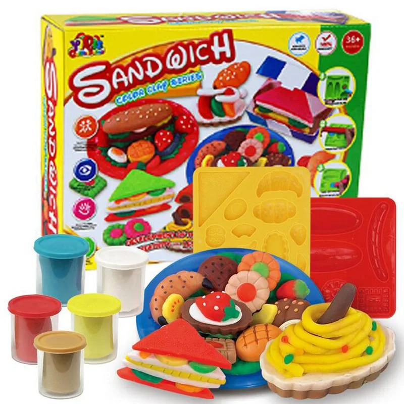 5-цвет глины Playdough формы комплекты комплект Детские творческие интерактивные DIY образования пластилина, игрушки