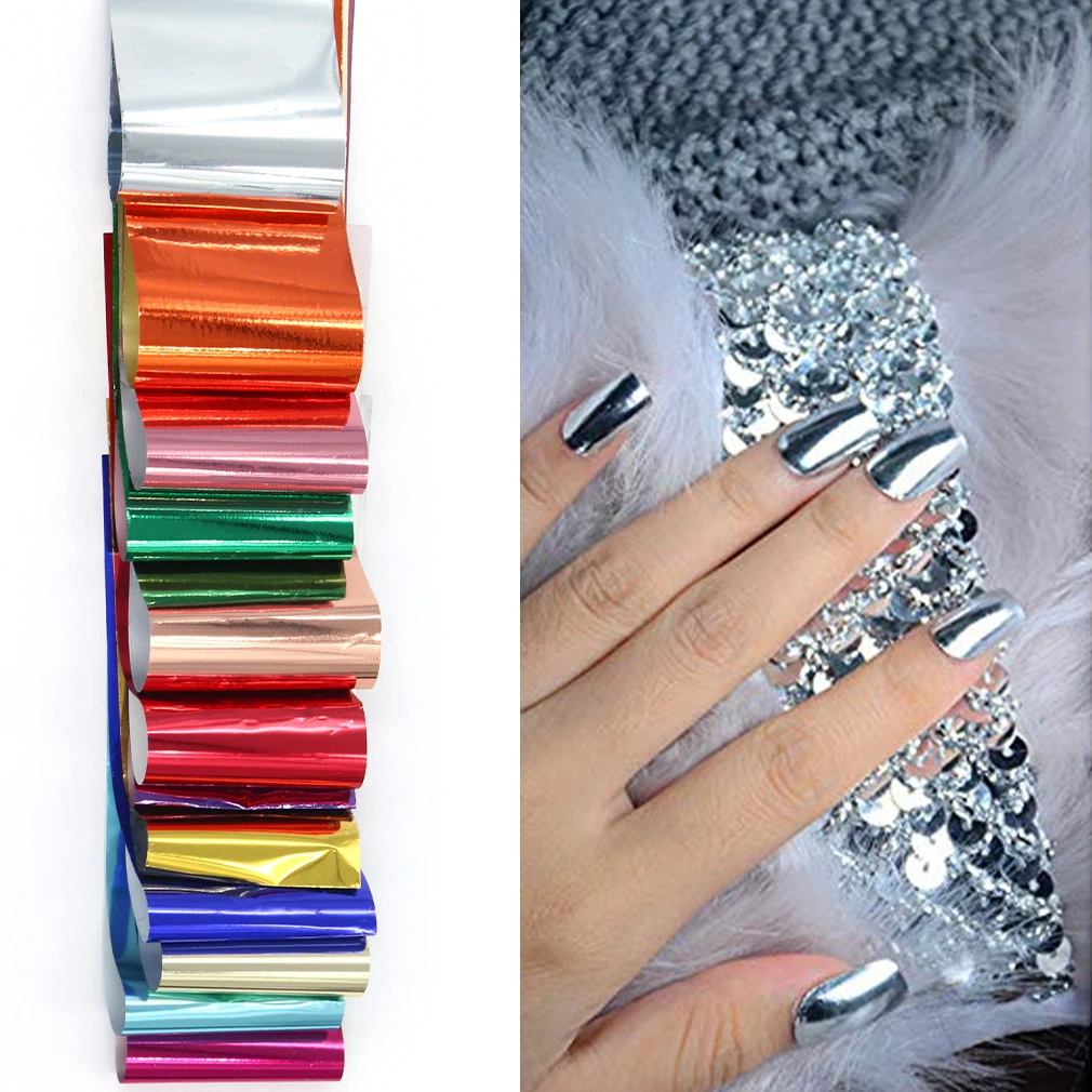 

14 Pcs Holographic Nail Foil Gold Sliver Color Nail Art Design Transfer Sticker Manicure DIY Holo Sticker Nail Art Decoration