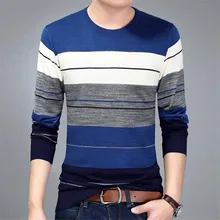 Модный бренд мужской свитер Топ осень зима мужской комбинированный Повседневный полосатый свитер мужской s Slim Fit брендовый вязаный пуловер M-3XL