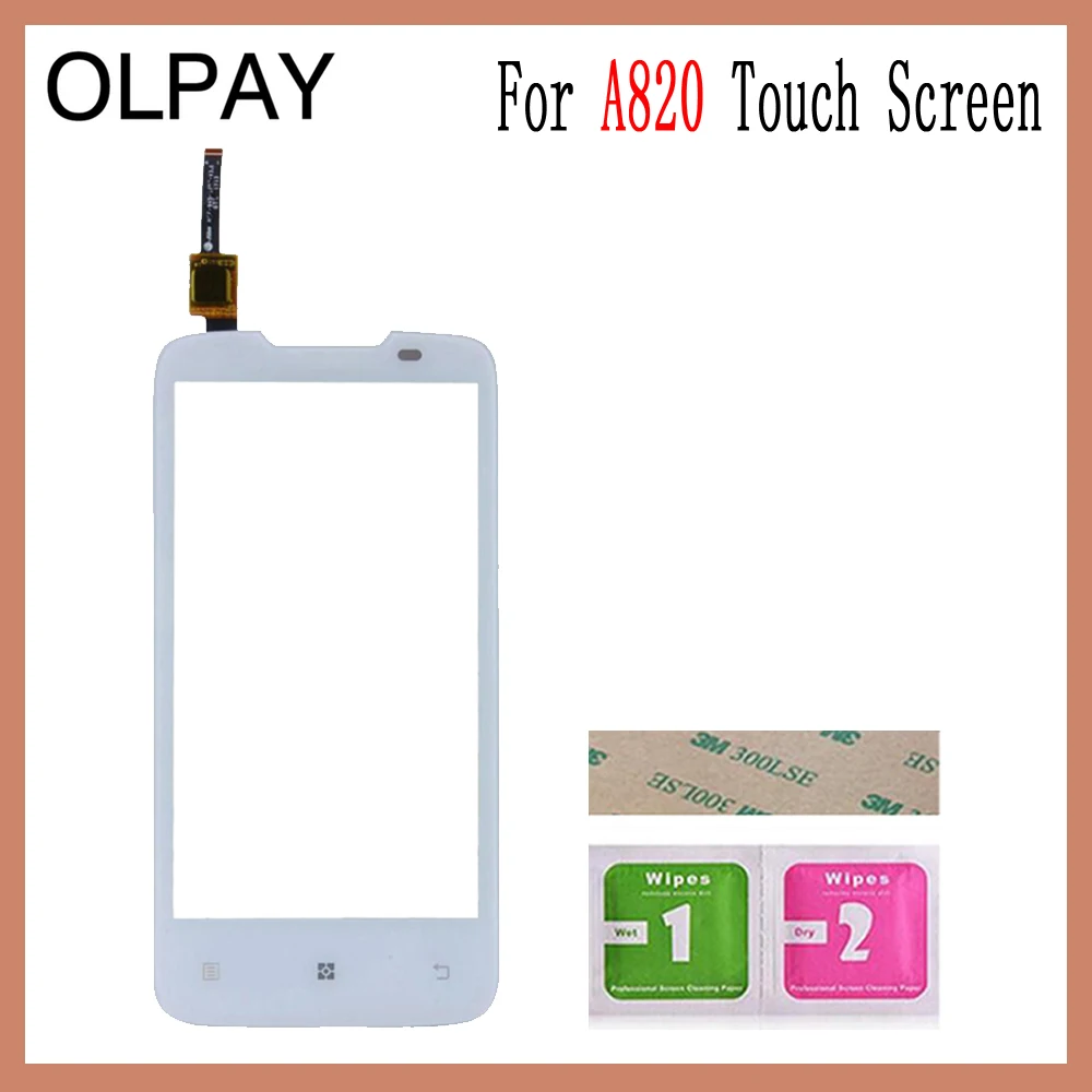 OLPAY 4,5 ''сенсорная панель для lenovo A820 A 820 сенсорный экран стекло дигитайзер панель объектив сенсор стекло Бесплатный клей и салфетки