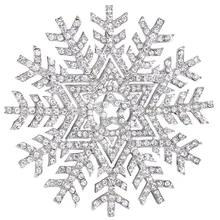 BELLA Christmas Gift Gold & Silver Plated Central Stars Snowflake Rhinestone Brooch Pins Clear Austrain Crystal Brooch For Party