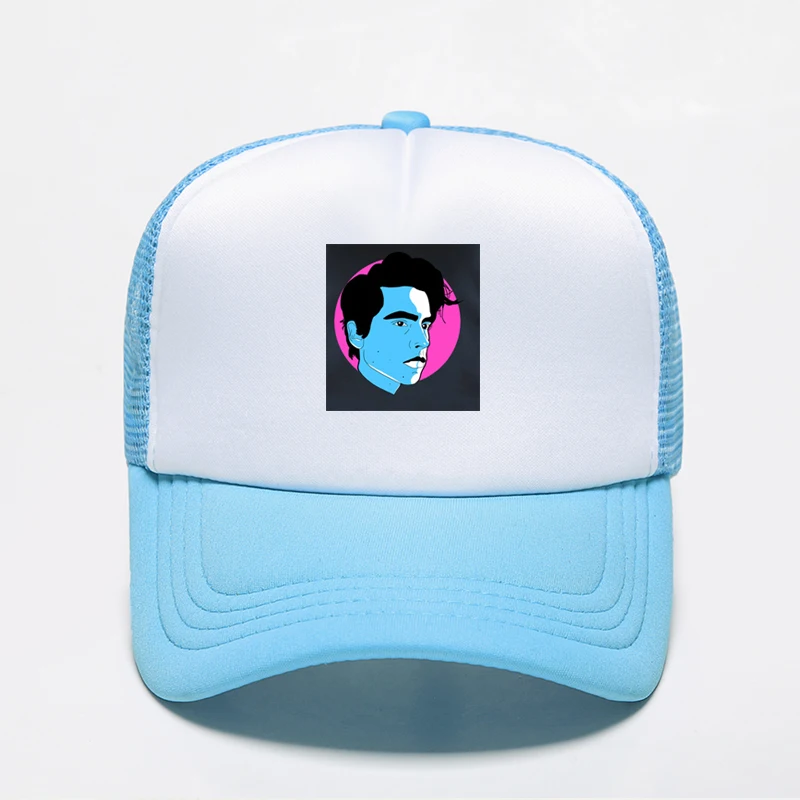 

High Quality 100% Polyester Adjustable Mesh Baseball Caps River Valley Town Photo Stitching Printed Cap Hip Hop Unisex Hat