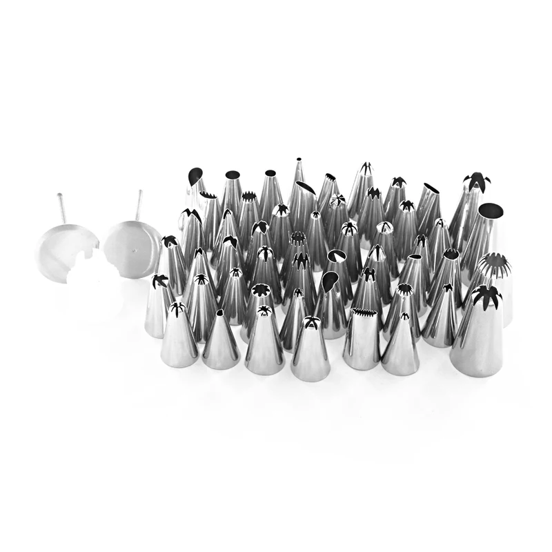 

55pcs/lot Icing Piping Nozzles Pastry Tips Perfect for Cake & Cupcake Decorating Mouth DecoratingTips Converter Decorating Nail