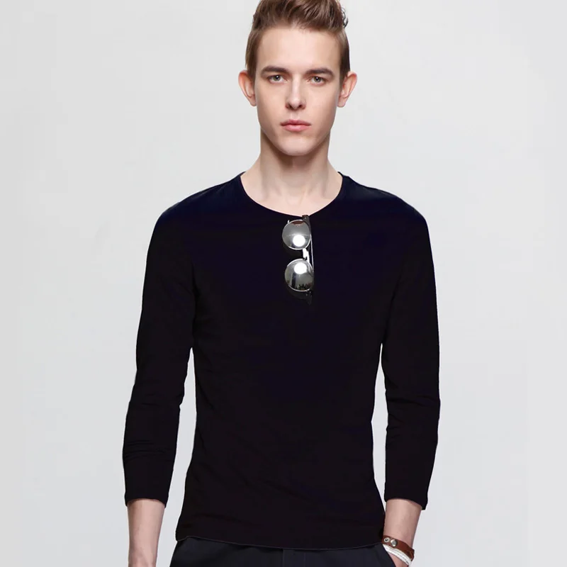 

Spring Autumn tshirt long sleeve men's t shirt causal fashion young cotton T Shirts black gray white Tops Tees Plus Size s-xxxl
