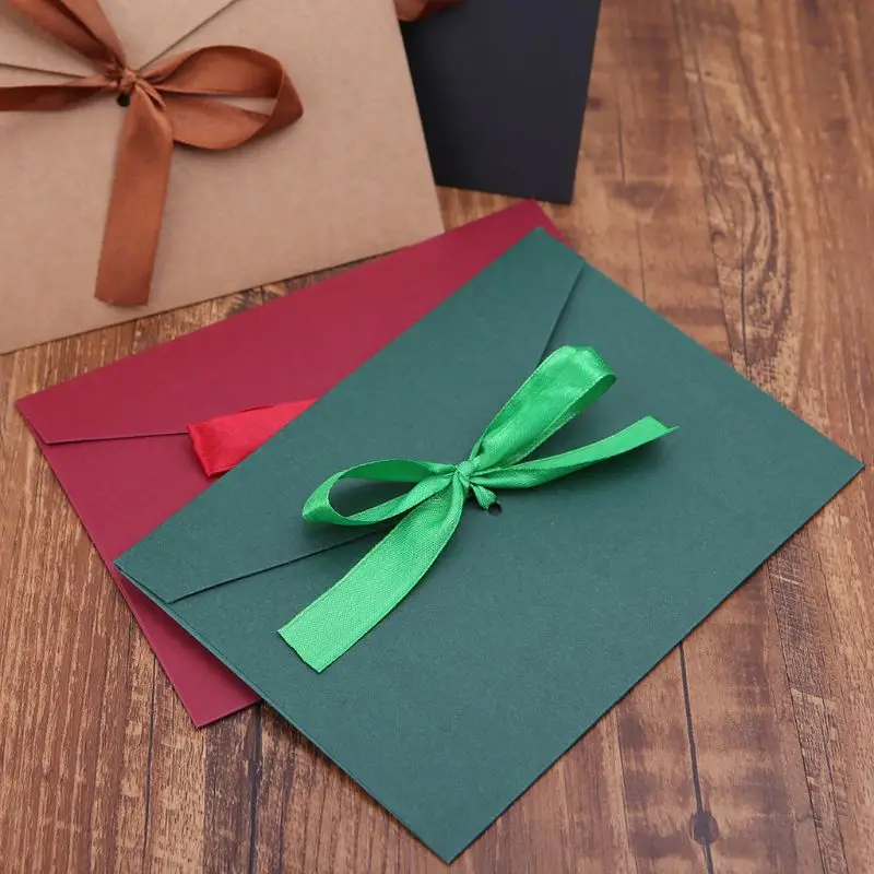

10pcs Retro Vintage Blank Bow Paper Envelopes For Letter Greeting Cards Wedding Party Invitations Postcard