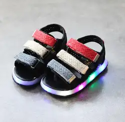 Новые летние дети со светодиодной подсветкой сандалии для мальчиков и девочек Спорт повседневное свет обувь для детей детские детская