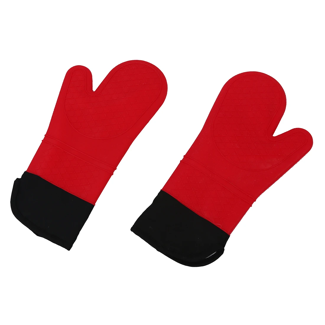 2pcs Red Silicone Kitchen Oven Mitt Glove Potholder with Extra Long Canvas Sleeve Stitching for Grilling and BBQ /barbecue Heat | Дом и сад