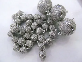 

12pcs 8-16mm Micro Crystal Pave Diamond Clasps Magnetic Jewelry Clasp Round Ball rose gold antique silver Gunmetal Connector