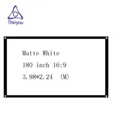 Thinyou 180 Inch 16:9 Projector Screen Roll Up Portable Matte White Wall Mounted with Eyelets for Home Theater Business meeting