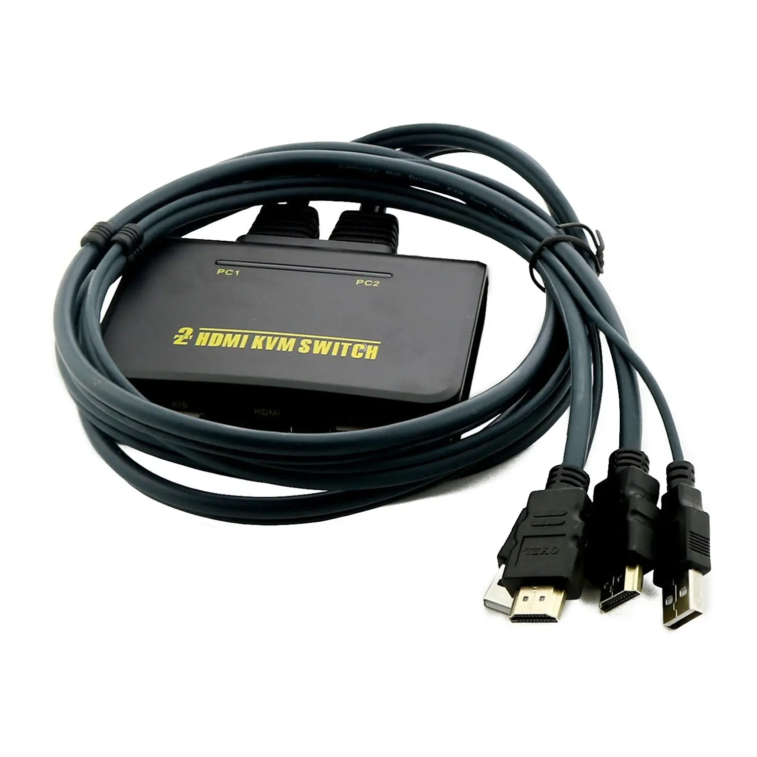 1 х 2 порта USB HDMI KVM переключатель Switcher с кабелем для двух мониторов клавиатура мышь