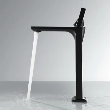 

Blackness Brass Basin Faucet Deck Mounted Single Handle Cold And Hot Bathroom Sink Water Mixer Tall Style/Short Style